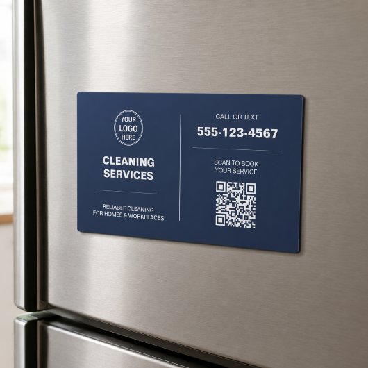Modern Cleaning Services Logo QR Magnetische Kaart
