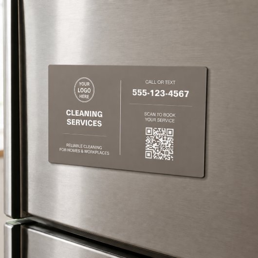 Modern Cleaning Services Logo QR Magnetische Kaart