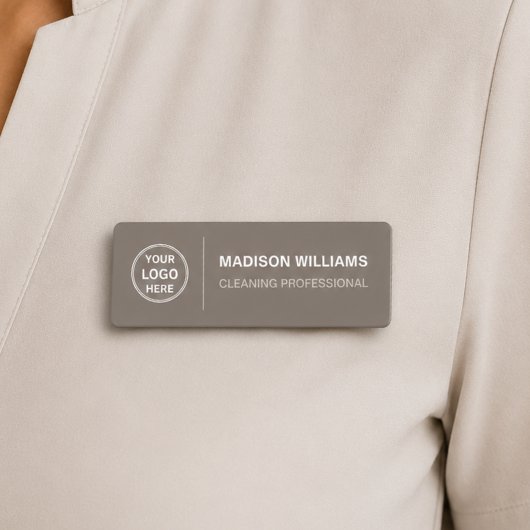 Modern Cleaning Services Logo Taupe Naamplaatje