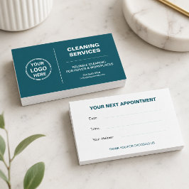 Modern Cleaning Services Logo Teal Afsprakenkaartje