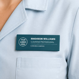 Modern Cleaning Services Logo Teal Magnetisch Naambadge
