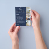 Modern Cleaning Services Photo Logo Navy Blue Flyer (Hand)