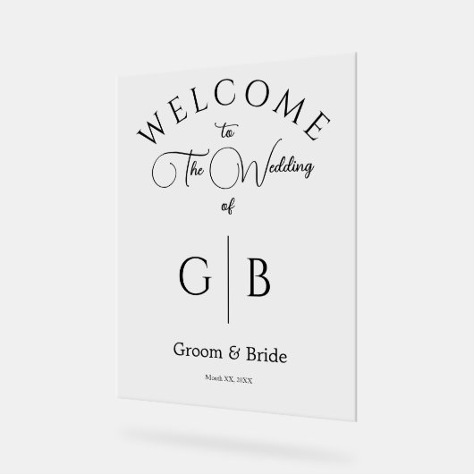 Modern Clear Acrylic Wedding Welcome Sign Design Acryl Bord (Hoek)
