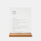 Modern Clear Monogrammed Wedding Menu Acryl Bord (Voorkant)