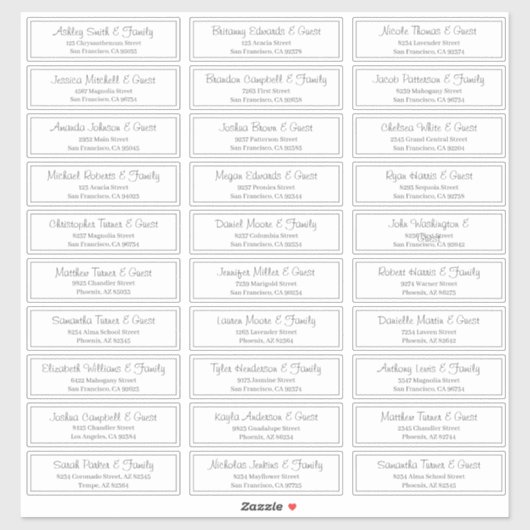 Modern Clear Wedding Guest Names Address Sticker (Vel)