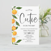 Modern Clementine Little Cutie Baby shower Kaart (Staand voorkant)