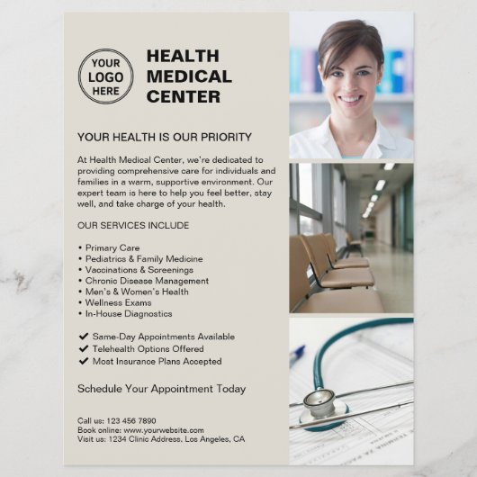 Modern Clinic Doctor Healthcare Custom Logo Flyer (Voorkant)