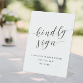 Modern Clligraphy Wedding Guest Book Reclamebord Met Voetstuk