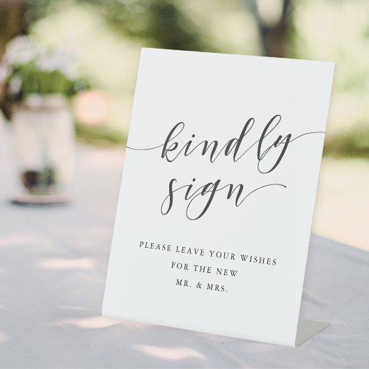 Modern Clligraphy Wedding Guest Book Reclamebord Met Voetstuk