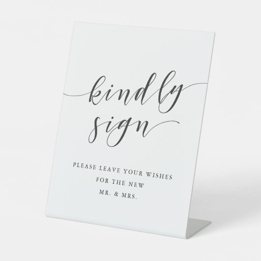 Modern Clligraphy Wedding Guest Book Reclamebord Met Voetstuk (Voorkant)