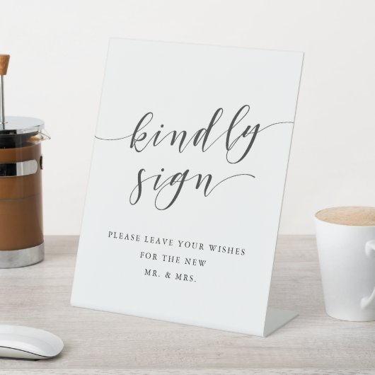 Modern Clligraphy Wedding Guest Book Reclamebord Met Voetstuk (Insitu)