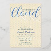 Modern Cloud 9 Vrijgezellenfeest blauw Folie Uitnodiging (Voorkant)