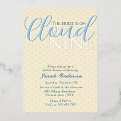 Modern Cloud 9 Vrijgezellenfeest Blue Pattern Folie Uitnodiging (Voorkant)