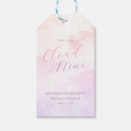 Modern Cloud Nine Dreamy Pastel Roze Vrijgezellenf Cadeaulabel (Voorkant)