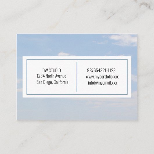 Modern Clouds Photo Visitekaartje (Achterkant)