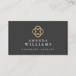 Modern Clover Gold Logo Luxury Boutique Donkergrij Visitekaartje