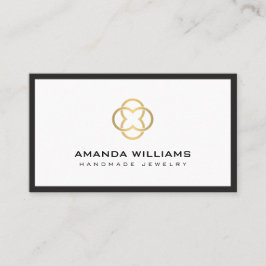 Modern Clover Gold Logo Luxury Boutique White Visitekaartje