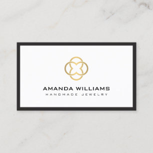 Modern Clover Gold Logo Luxury Boutique White Visitekaartje