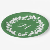 Modern Clover Leaves Wreats St Patricks Monogram Papieren Bordje (Gekanteld)