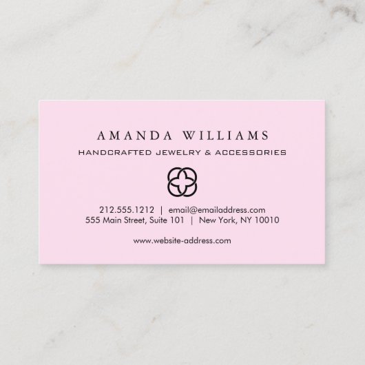 Modern Clover Logo Luxury Boutique Pink Visitekaartje (Achterkant)