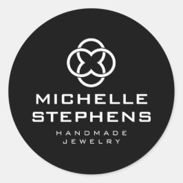 Modern Clover Logo Luxury Boutique Zwart Ronde Sticker
