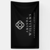 Modern Clover Logo Luxury Boutique Zwart Spandoek (Verticaal)