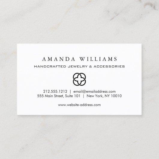 Modern Clover Logo Luxury Boutique Zwart Visitekaartje (Achterkant)