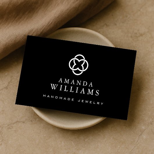 Modern Clover Logo Luxury Boutique Zwart Visitekaartje