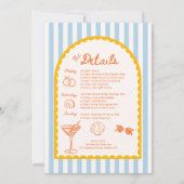 Modern Coastal Bachelorette Party Itinerary Kaart (Achterkant)