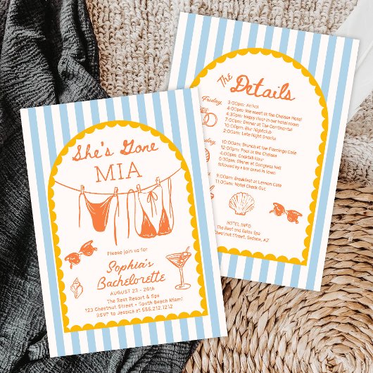 Modern Coastal Bachelorette Party Itinerary Kaart