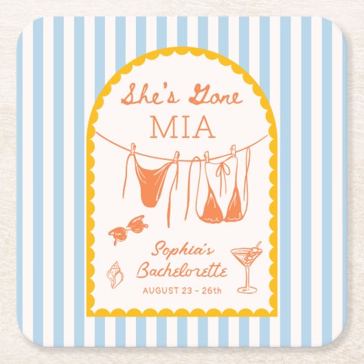 Modern Coastal Bachelorette Party Paper Coasters Kartonnen Onderzetters (Voorkant)