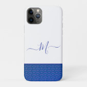 Modern Coastal Blue Seashell Monogram Case-Mate iPhone Case (Achterkant)