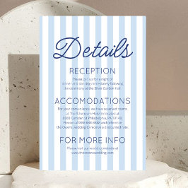 Modern Coastal Blue Stripes Wedding Details Informatiekaartje