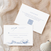 Modern Coastal Chic Blue QR Code Wedding RSVP Kaartje