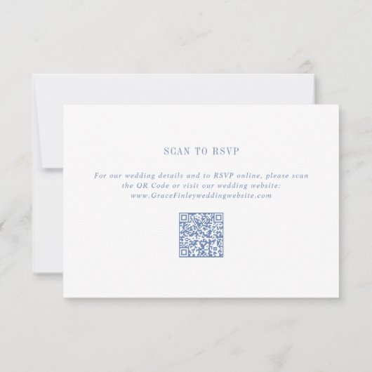 Modern Coastal Chic Blue QR Code Wedding RSVP Kaartje (Achterkant)