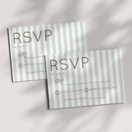 Modern Coastal Sage Green Stripes Wedding RSVP Kaartje