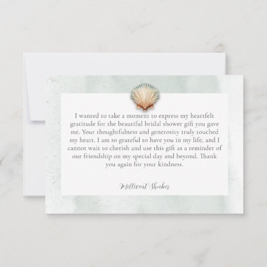 Modern Coastal Seashell Aqua Vrijgezellenfeest Bedankkaart (Achterkant)