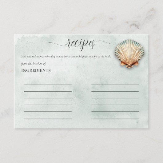 Modern Coastal Seashell Aqua Vrijgezellenfeest Rec Informatiekaartje (Voorkant)