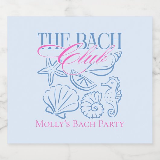 Modern Coastal Seashell Theme vrijgezellenfeest Likeurfles Etiket (Enkel label)