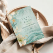 Modern Coastal Wave Floral Wedding Save The Date