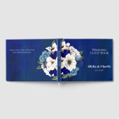 Modern Cobalt Dusty Blue White Floral Wedding Gastenboek (Volledig)