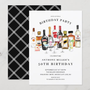 Modern Cocktail Birthday Party Invitation Kaart