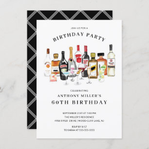 Modern Cocktail Birthday Party Invitation Kaart