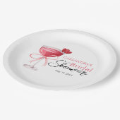 Modern Cocktail Drink Pink Bow Vrijgezellenfeest Papieren Bordje (Gekanteld)