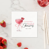 Modern Cocktail Drink Pink Bow Vrijgezellenfeest Servet (Insitu)