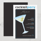 Modern Cocktail Party Invitation (aqua) Kaart (Voorkant / Achterkant)