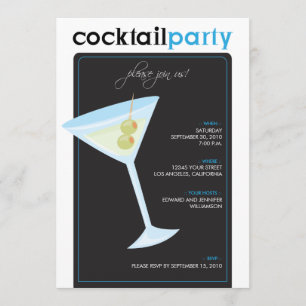 Modern Cocktail Party Invitation (aqua) Kaart