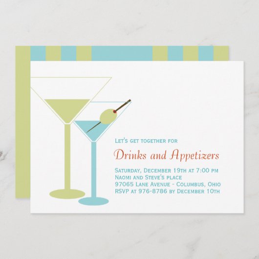 Modern Cocktail Party Invitation Kaart (Voorkant / Achterkant)