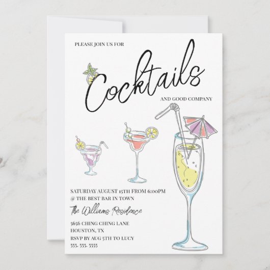 Modern Cocktail Party Kaart (Voorkant)