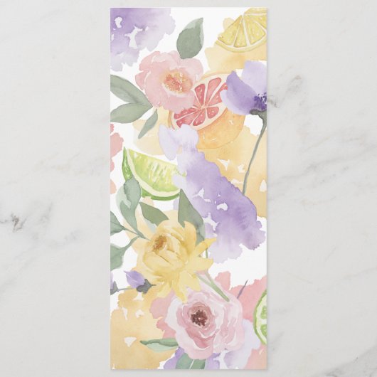 Modern Cocktails Citrus Waterverf Floral Paradise Menu (Achterkant)